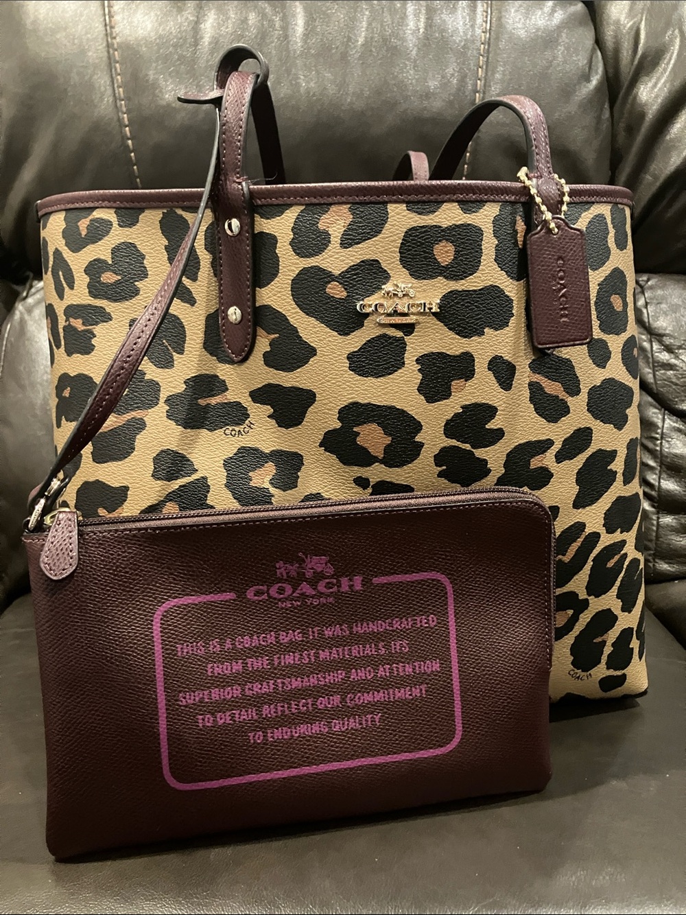 Coach Reversible City Tote Style F37877 & Matching Zipper Pouch